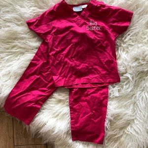 Pink Toddler Big Sister Scrubs